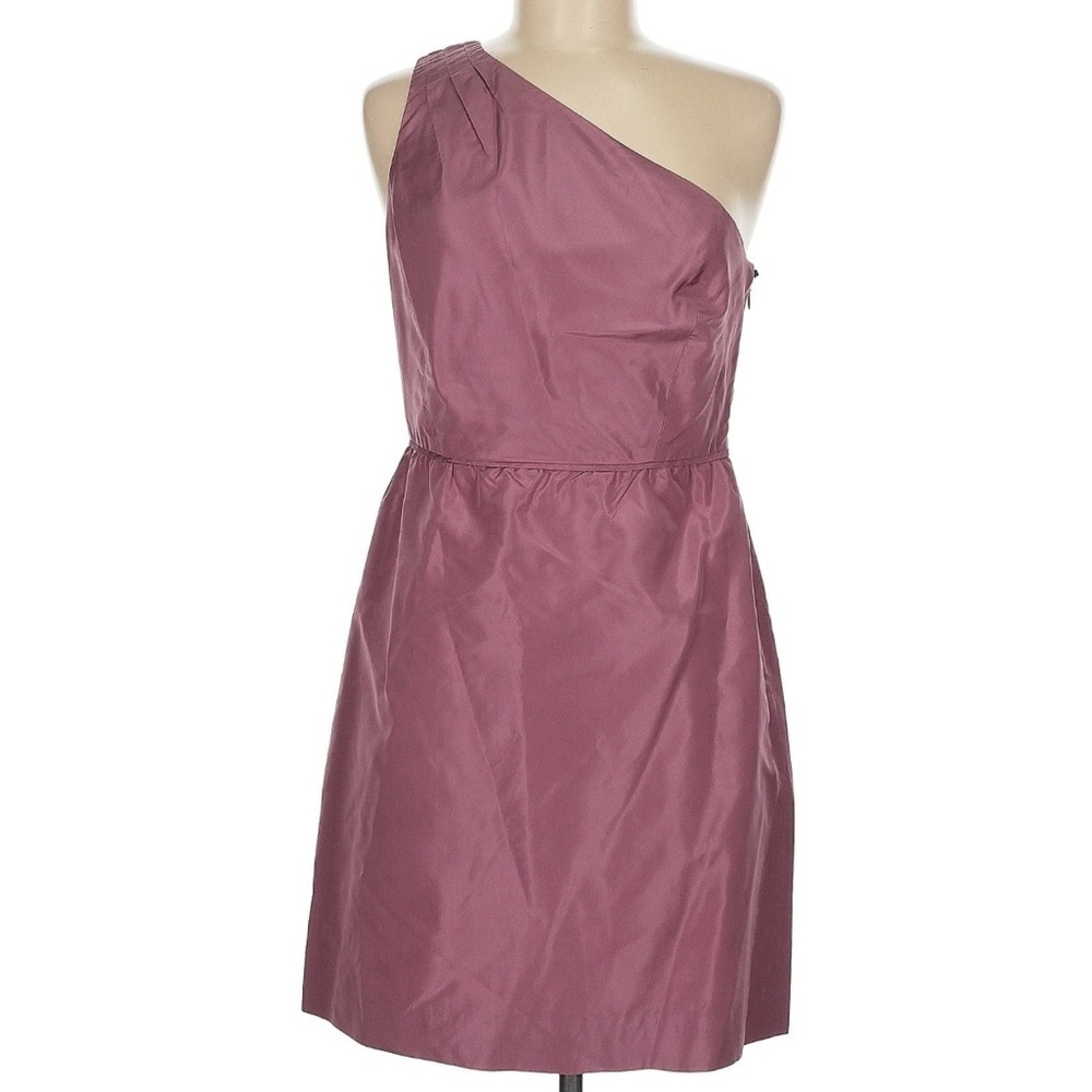 J. Crew One-Shoulder Mauve Silk Taffeta Mini Dress